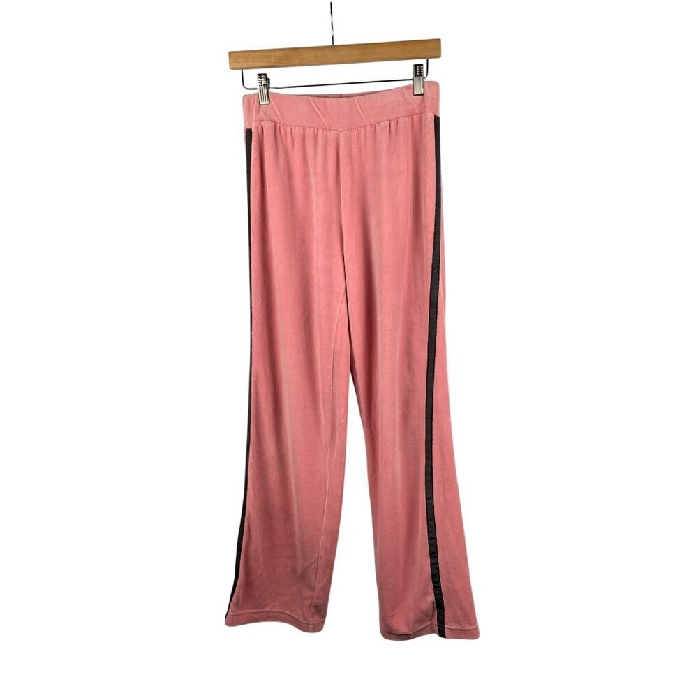 Pink Velour Track Pants With Side Stripe By N.Y.L. Small